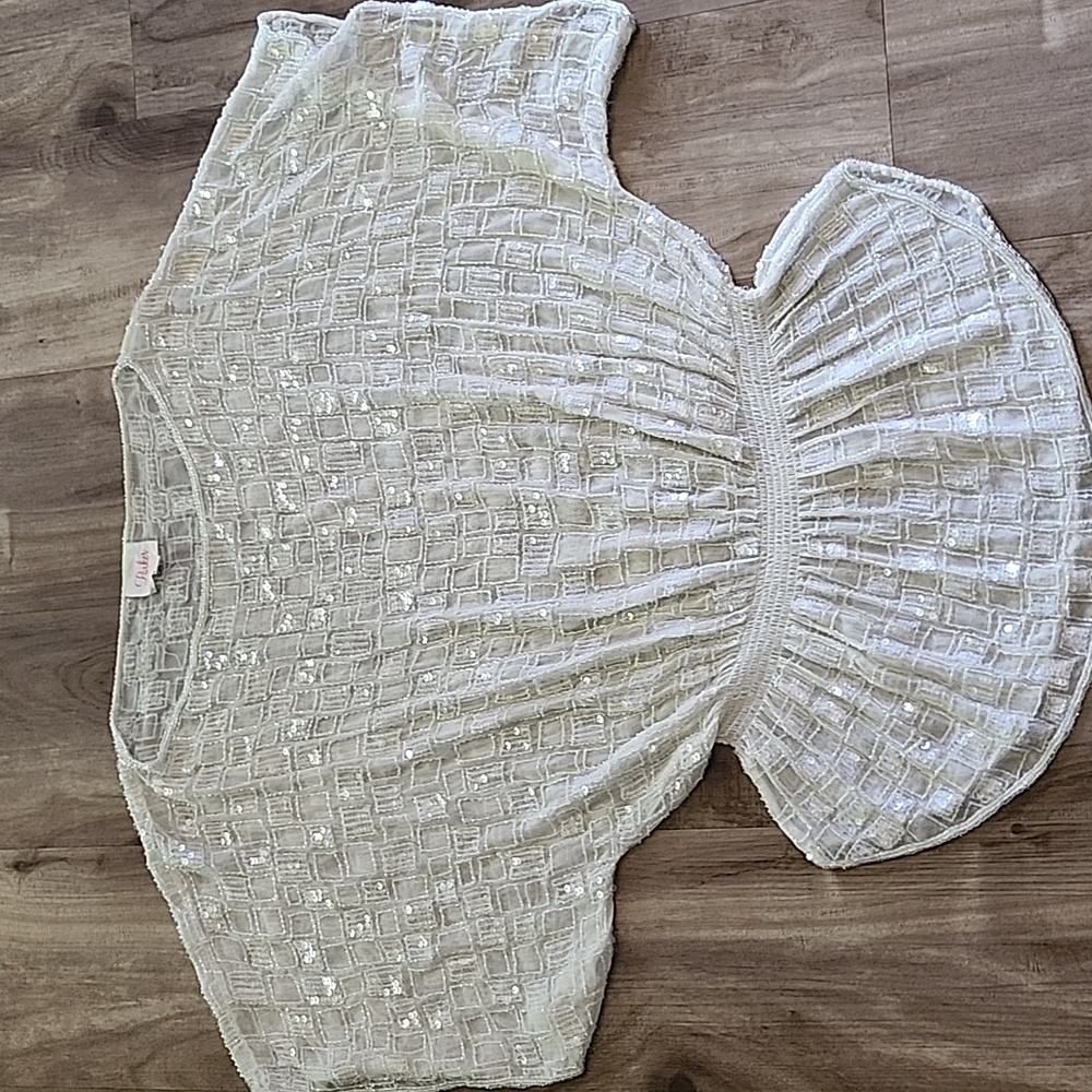 Parker bateau neck sheer sequined blouse
